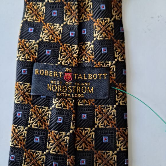 Robert Talbott Best of Class Black Gold Multi Extra Long Textured Tie One Size - Picture 7 of 10